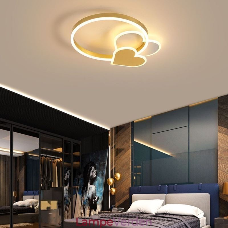 Moderne akryl flush Mount guld dobbelt hjerte loftslampe