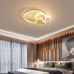 Moderne akryl flush Mount guld dobbelt hjerte loftslampe
