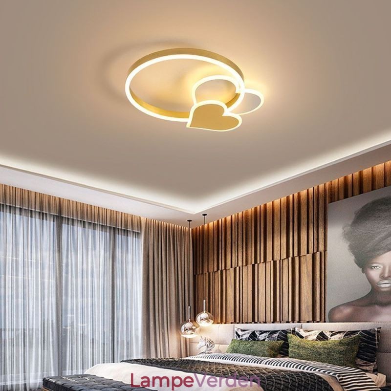 Moderne akryl flush Mount guld dobbelt hjerte loftslampe