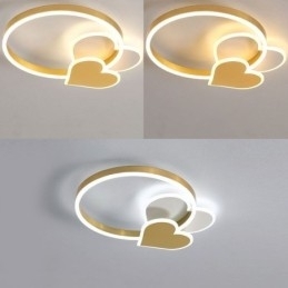 Moderne akryl flush Mount guld dobbelt hjerte loftslampe
