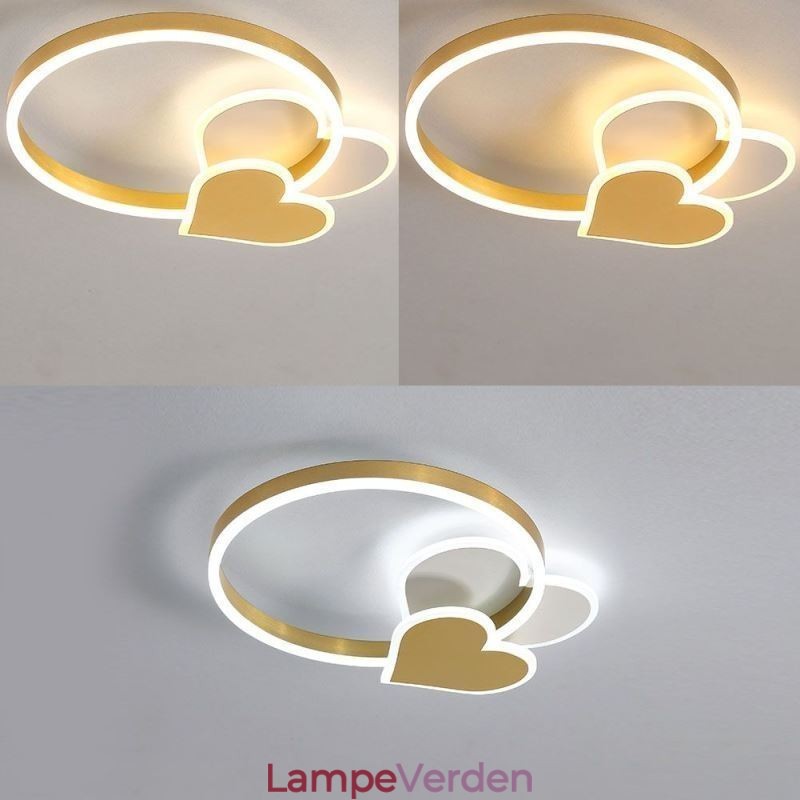 Moderne akryl flush Mount guld dobbelt hjerte loftslampe