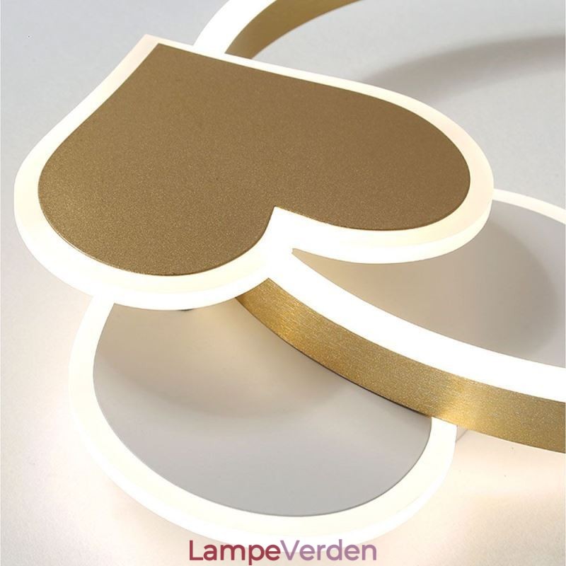 Moderne akryl flush Mount guld dobbelt hjerte loftslampe