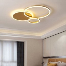 Moderne Flush Mount Rund Guld Loftslampe