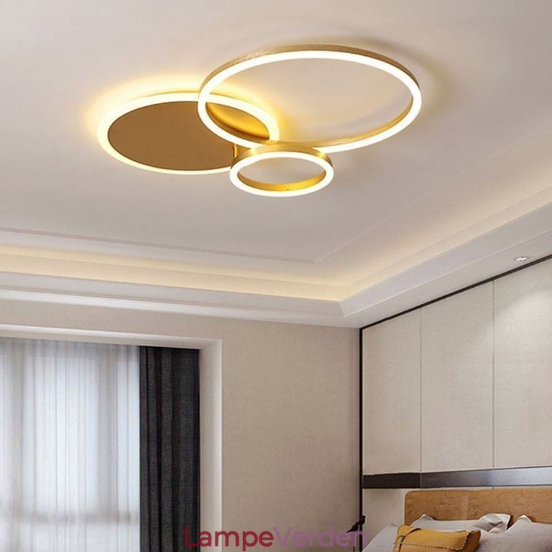 Moderne Flush Mount Rund Guld Loftslampe