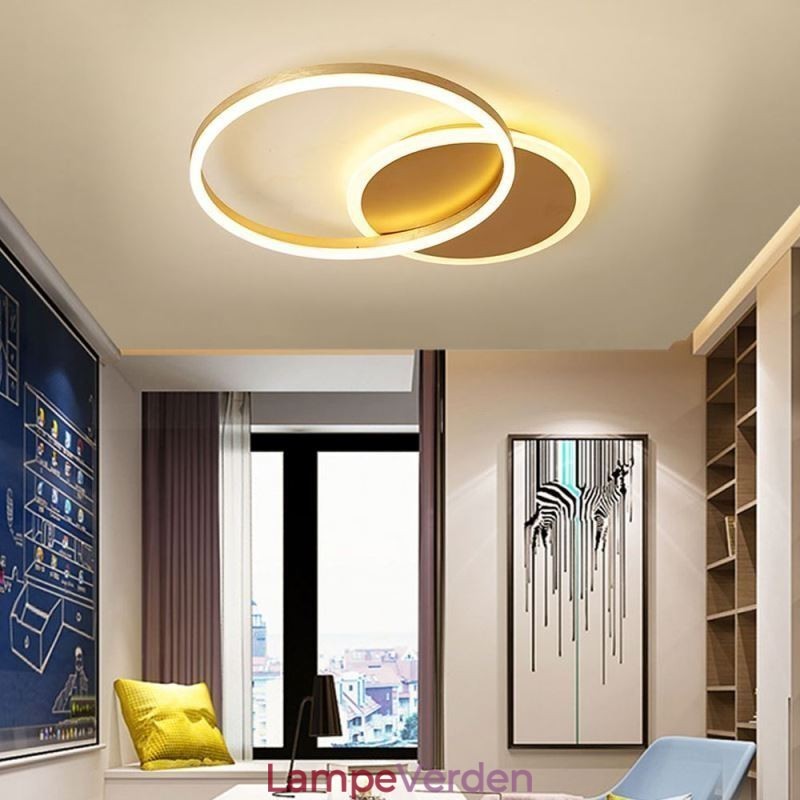 Moderne Flush Mount Rund Guld Loftslampe