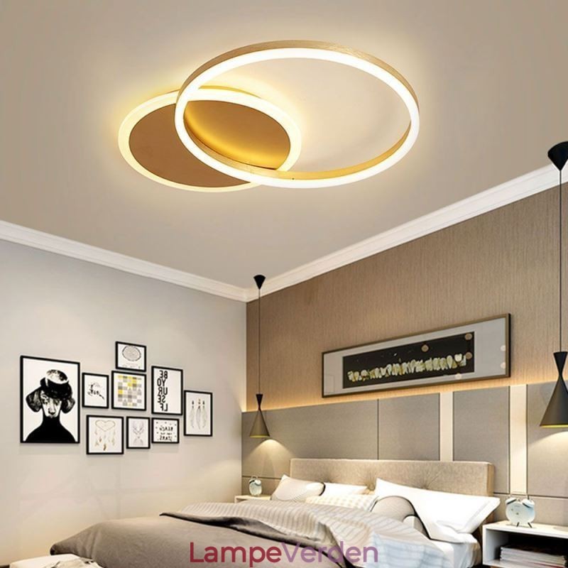 Moderne Flush Mount Rund Guld Loftslampe