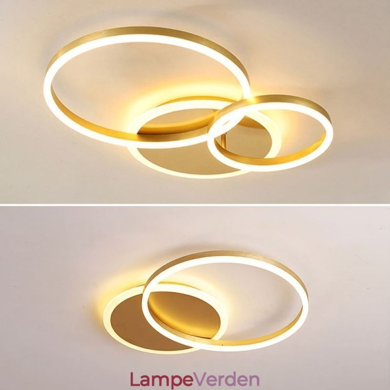 Moderne Flush Mount Rund Guld Loftslampe