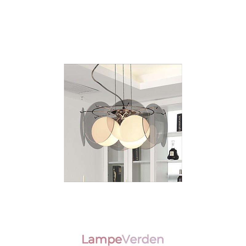 tilbud Milan Simple Fashion Style Lysekrone Lys Smoke Grå Glaslysekrone