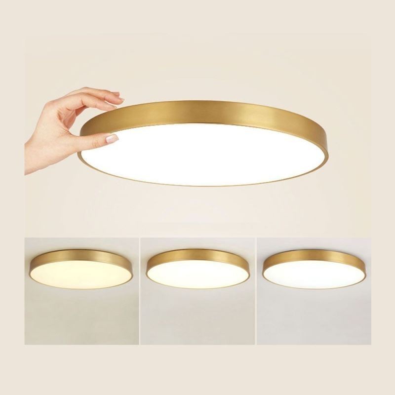 Rund Flush Mount Modern gylden akryl loftslampe