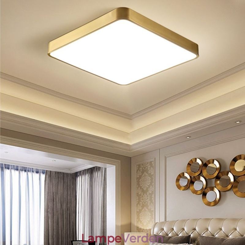 Flush Mount Minimalistisk Akryl Firkantet Guld Loftslampe
