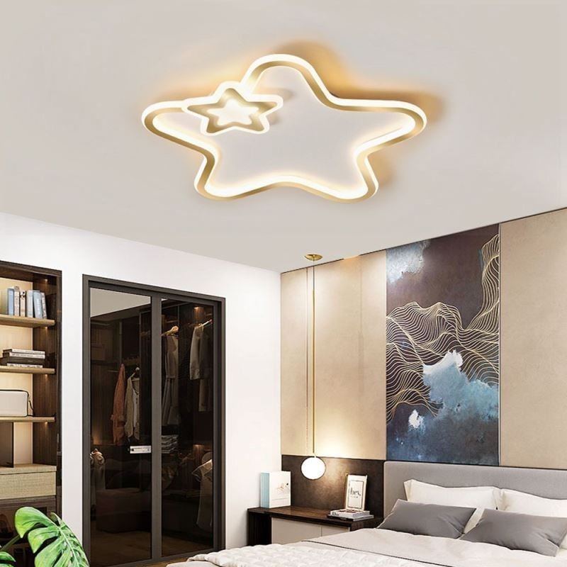Creative Star Flush Mount Golden Star Loftslampe