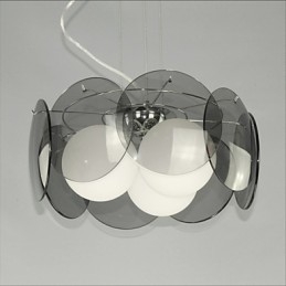 tilbud Milan Simple Fashion Style Lysekrone Lys Smoke Grå Glaslysekrone