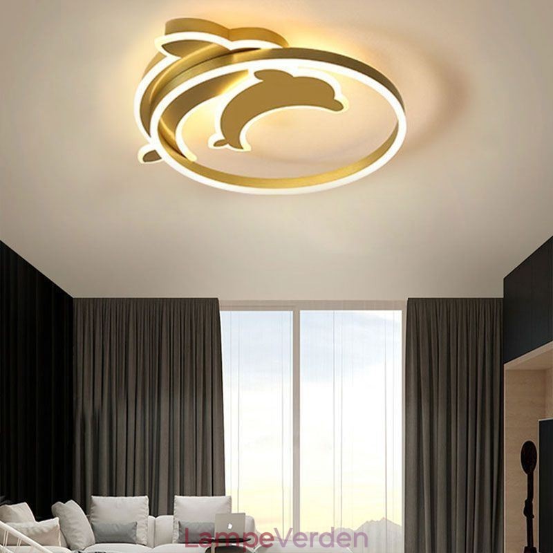 Guld Dolphin Flush Mount Loftslampe