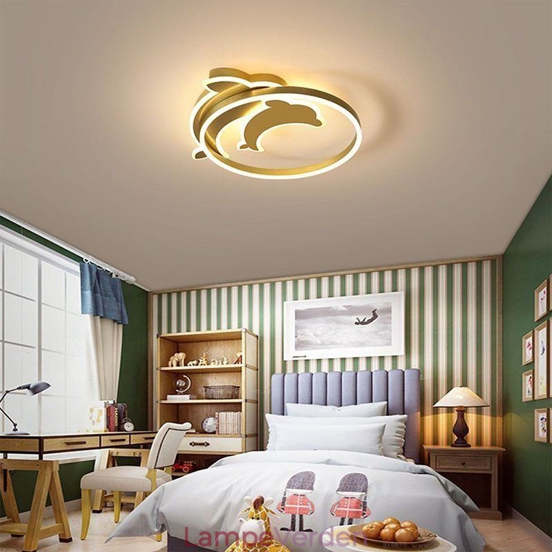 Guld Dolphin Flush Mount Loftslampe