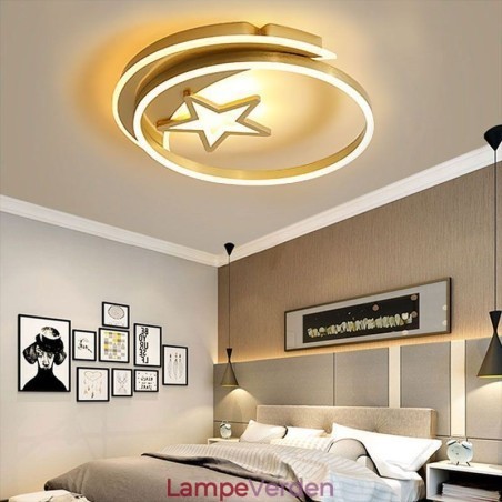 Moon Star Flush Mount Loftslampe Guld Akryl lysarmatur Moon Star Flush Mount Loftslampe Guld Akryl lysarmatur