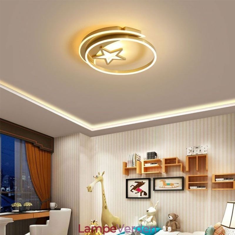 Moon Star Flush Mount Loftslampe Guld Akryl lysarmatur