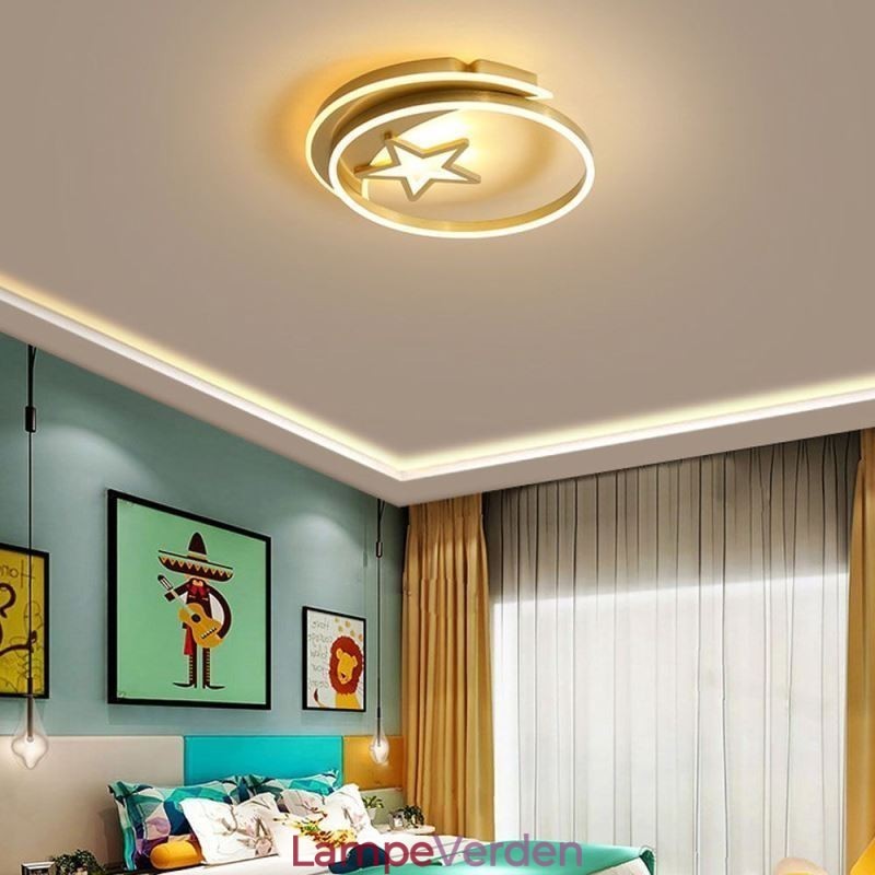 Moon Star Flush Mount Loftslampe Guld Akryl lysarmatur