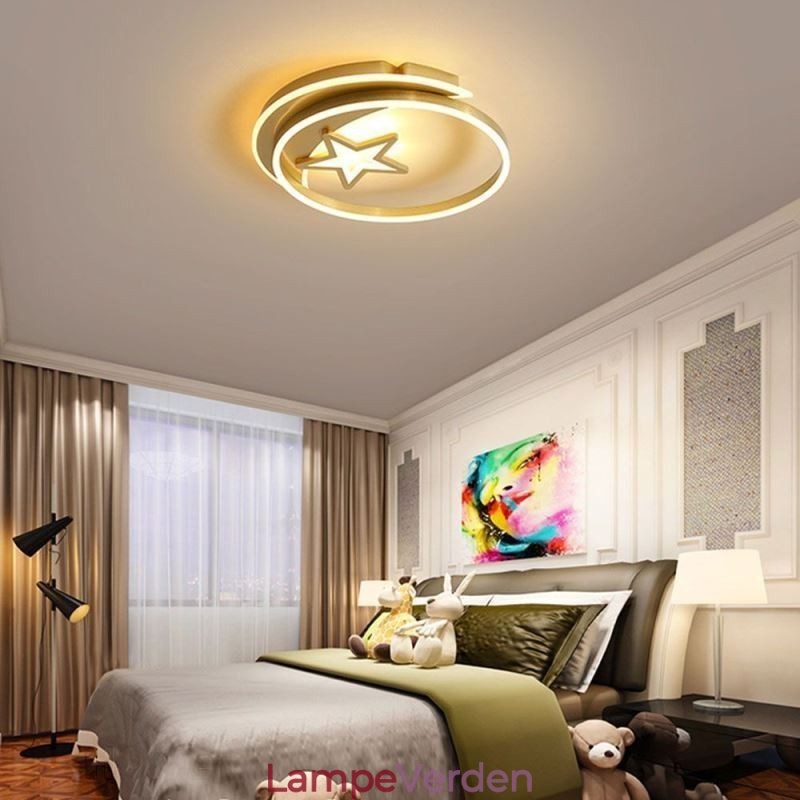 Moon Star Flush Mount Loftslampe Guld Akryl lysarmatur