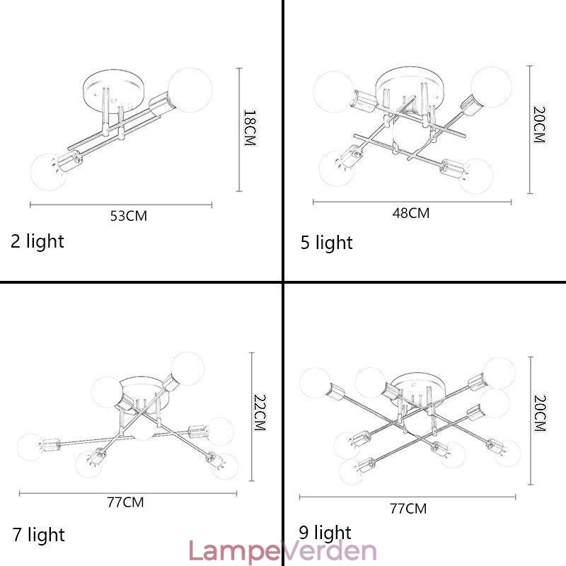 Simple Magic Beans Flush Mount Crossed Ceiling Light