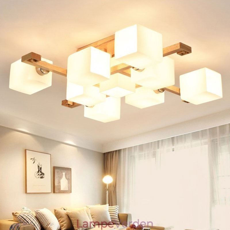 Nordic Flush Mount Loftslampe Creative Warm Solid Wood Light
