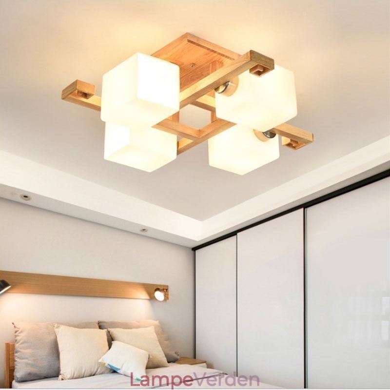 Nordic Flush Mount Loftslampe Creative Warm Solid Wood Light