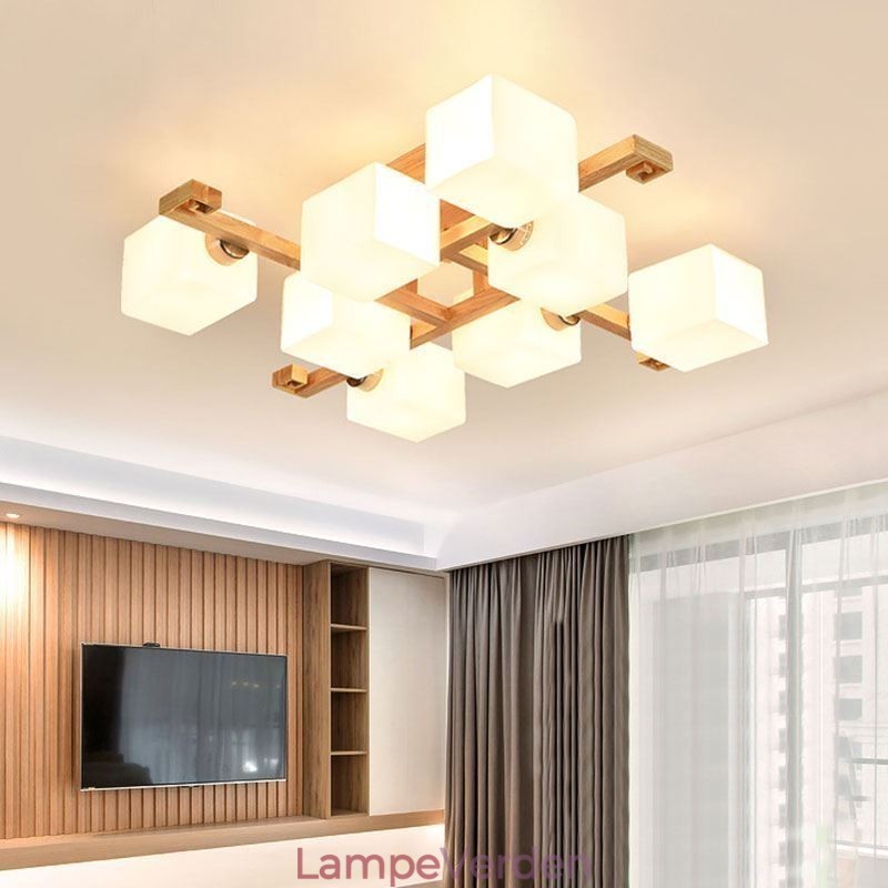 Nordic Flush Mount Loftslampe Creative Warm Solid Wood Light