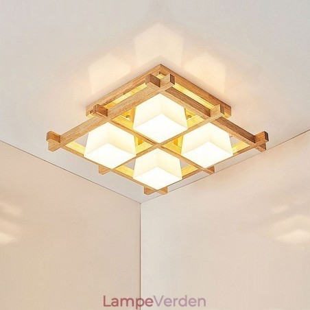 Nordic Square Grid Flush Mount Loftslampe Gummi Træ Light Nordic Square Grid Flush Mount Loftslampe Gummi Træ Light