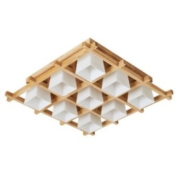 Nordic Square Grid Flush Mount Loftslampe Gummi Træ Light