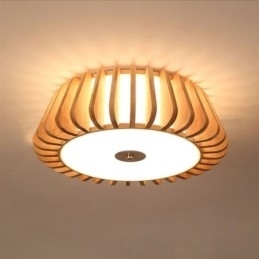 Nordic Round Flush Mount Creative Bamboo Loftsbelysning