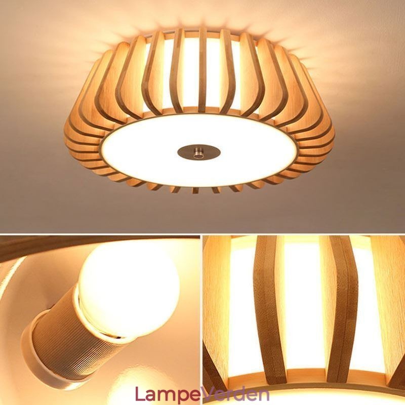 Nordic Round Flush Mount Creative Bamboo Loftsbelysning