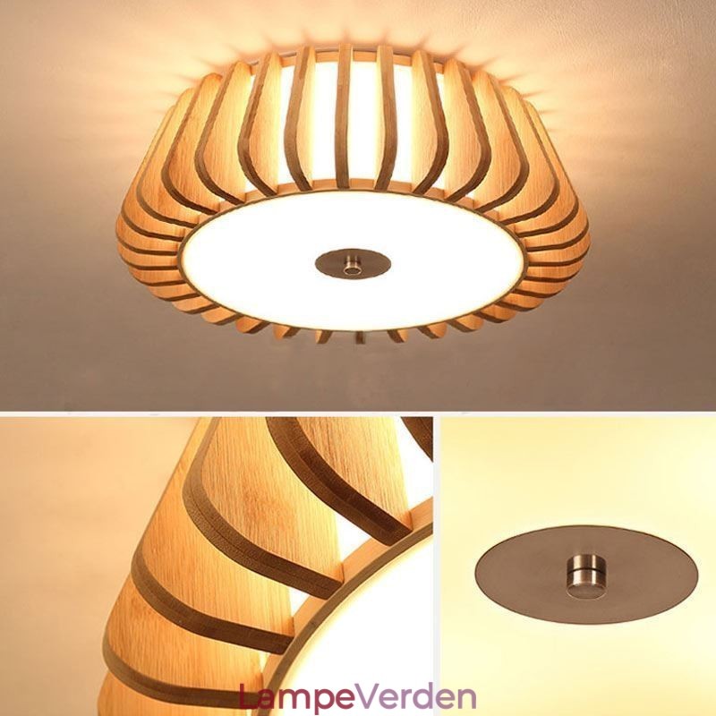 Nordic Round Flush Mount Creative Bamboo Loftsbelysning