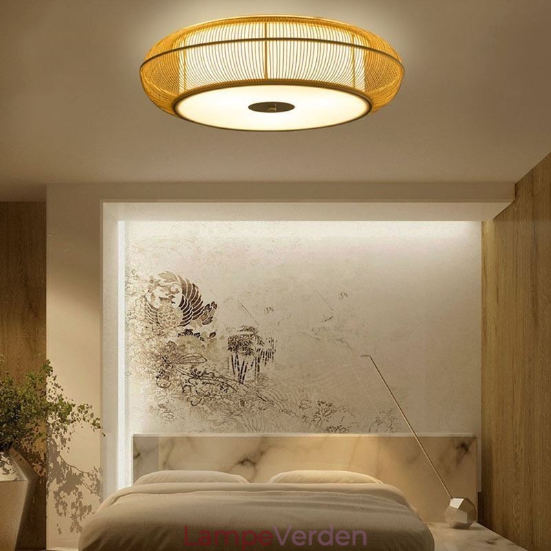 Kinesisk Special Bamboo Flush Mount Creative japansk rund loftslampe