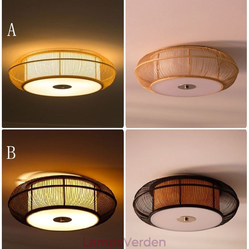 Kinesisk Special Bamboo Flush Mount Creative japansk rund loftslampe