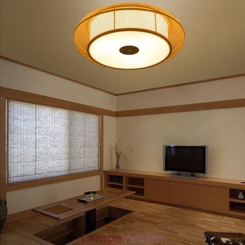 Kinesisk Special Bamboo Flush Mount Creative japansk rund loftslampe