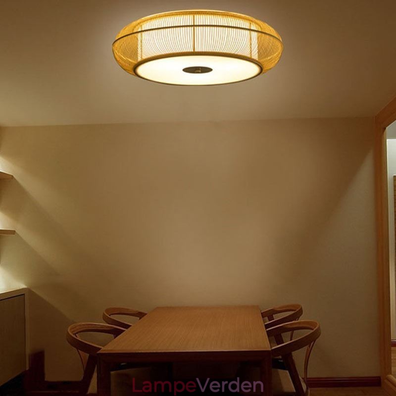 Kinesisk Special Bamboo Flush Mount Creative japansk rund loftslampe