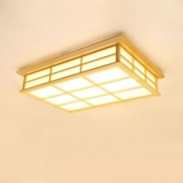 Japansk Cuboid Loftsbelysning Massivt Træ Loftsbelysning