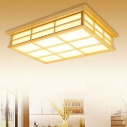 Japansk Cuboid Loftsbelysning Massivt Træ Loftsbelysning
