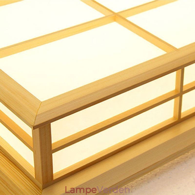 Japansk Cuboid Loftsbelysning Massivt Træ Loftsbelysning