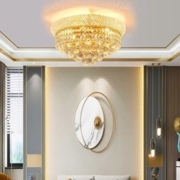 Europæisk Flush Mount Light Luksus Krystal Loftslampe