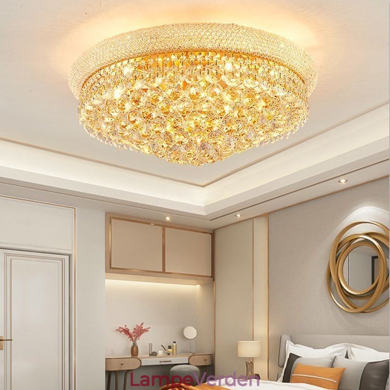 Europæisk Flush Mount Light Luksus Krystal Loftslampe