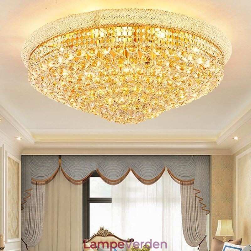 Europæisk Flush Mount Light Luksus Krystal Loftslampe