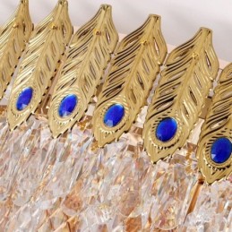 Krystal Flush Mount Rund galvaniseret Phoenix Tail Guld Luksus Decrative Loftslampe