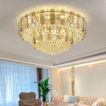 Krystal Flush Mount Dobbeltlag Rund Luksus Decrative Loftslampe 80cm Krystal Flush Mount Dobbeltlag Rund Luksus Decrative Loftslampe 80cm