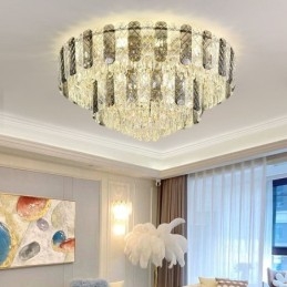 Krystal Flush Mount Dobbeltlag Rund Luksus Decrative Loftslampe 80cm