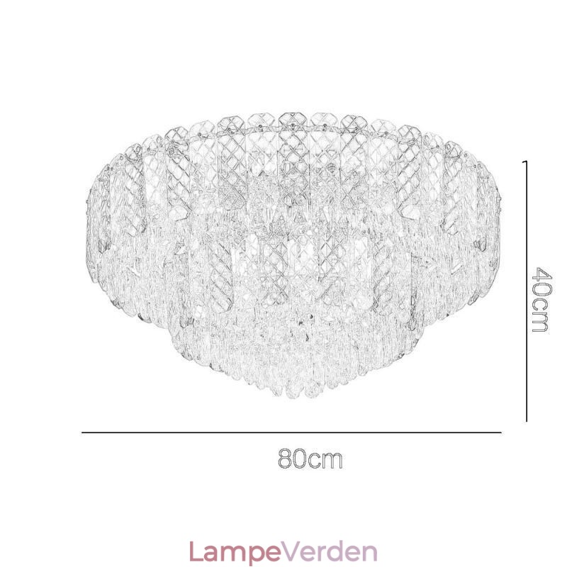 Krystal Flush Mount Dobbeltlag Rund Luksus Decrative Loftslampe 80cm