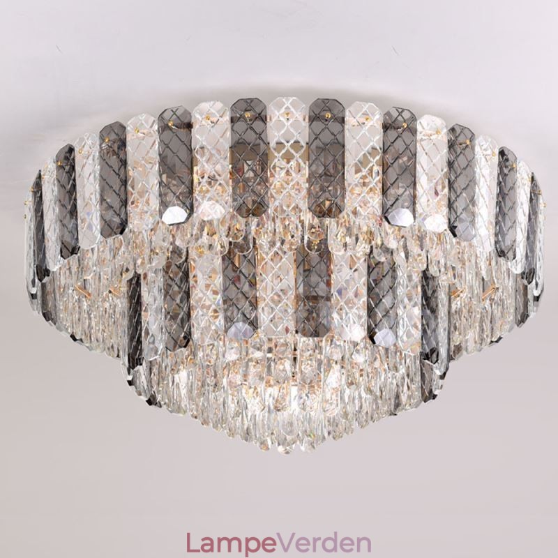 Krystal Flush Mount Dobbeltlag Rund Luksus Decrative Loftslampe 80cm