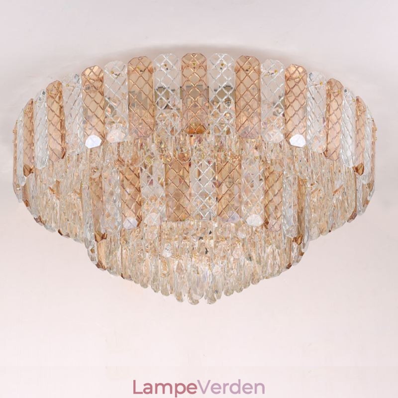Krystal Flush Mount Dobbeltlag Rund Luksus Decrative Loftslampe 80cm
