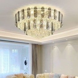 Krystal Flush Mount Dobbeltlag Rund Luksus Decrative Loftslampe 80cm