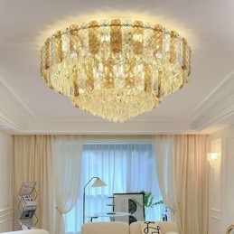 Krystal Flush Mount Dobbeltlag Rund Luksus Decrative Loftslampe 80cm