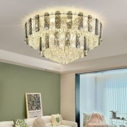 Krystal Flush Mount Dobbeltlag Rund Luksus Decrative Loftslampe 80cm